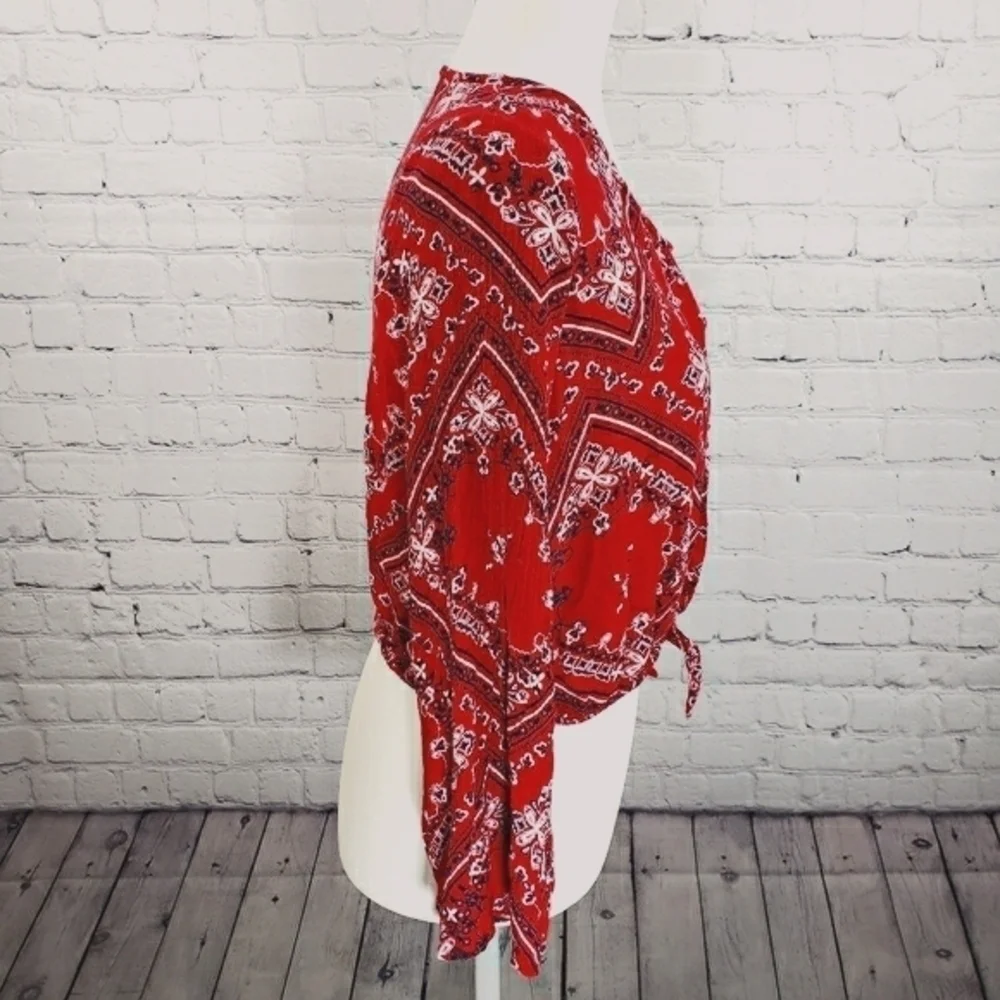 JUSTICE Bandana Print Blouse Red Size 14/16